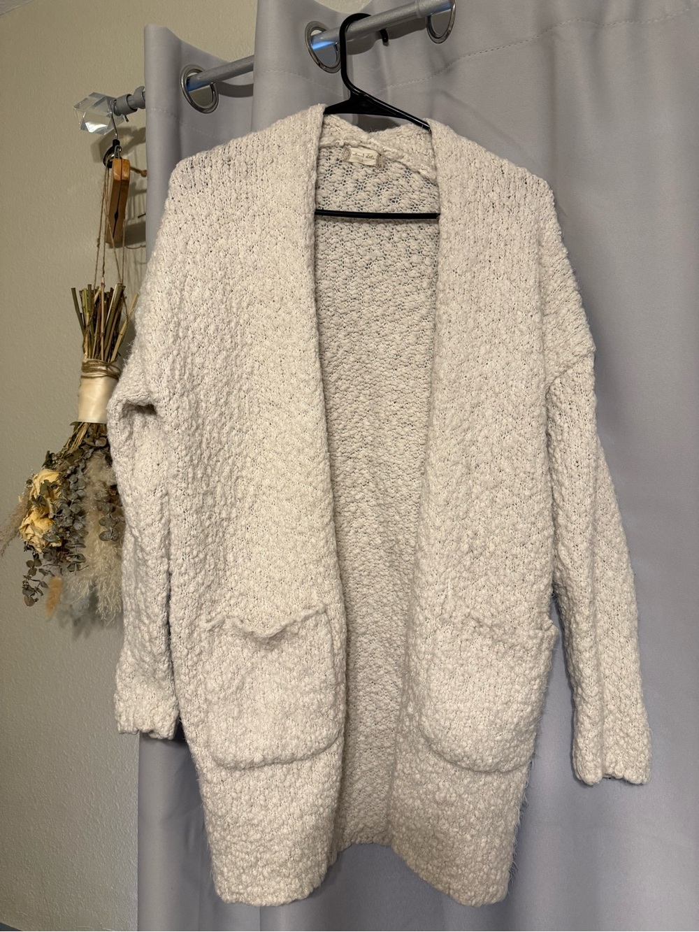 Altar'd State Cream Open-Front Bouclé Cardigan